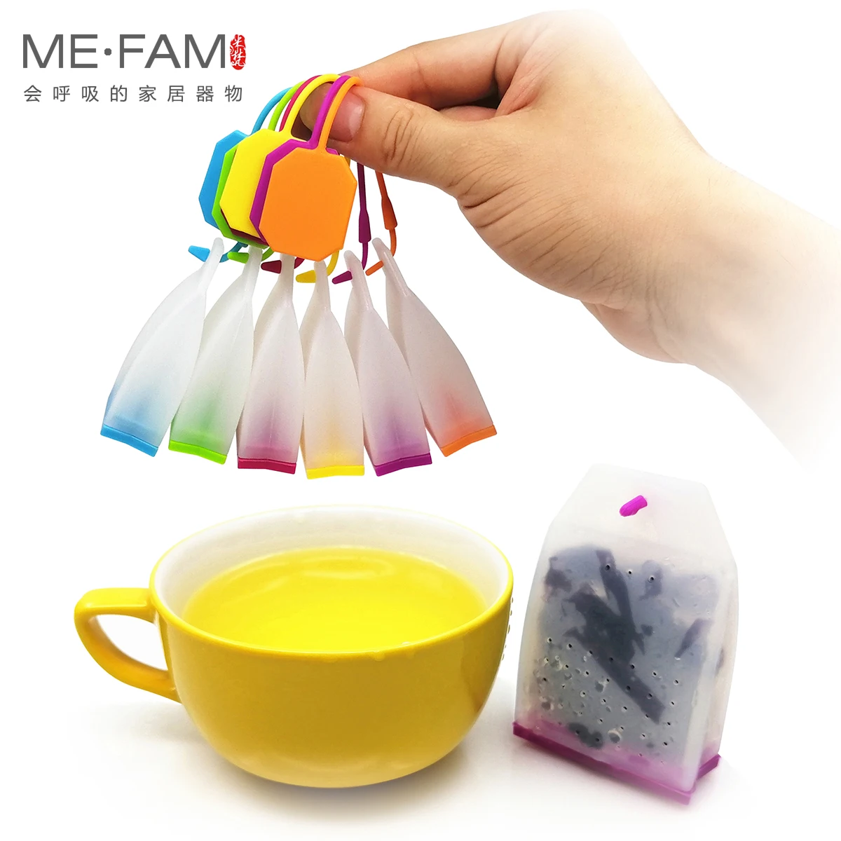 ME.FAM Colorful Jelly Silicone Tea Bag Safe Eco-Friendly Non-toxic Reusable Tea-leaves Infuser Filter Herbal Spice Strainer Tool