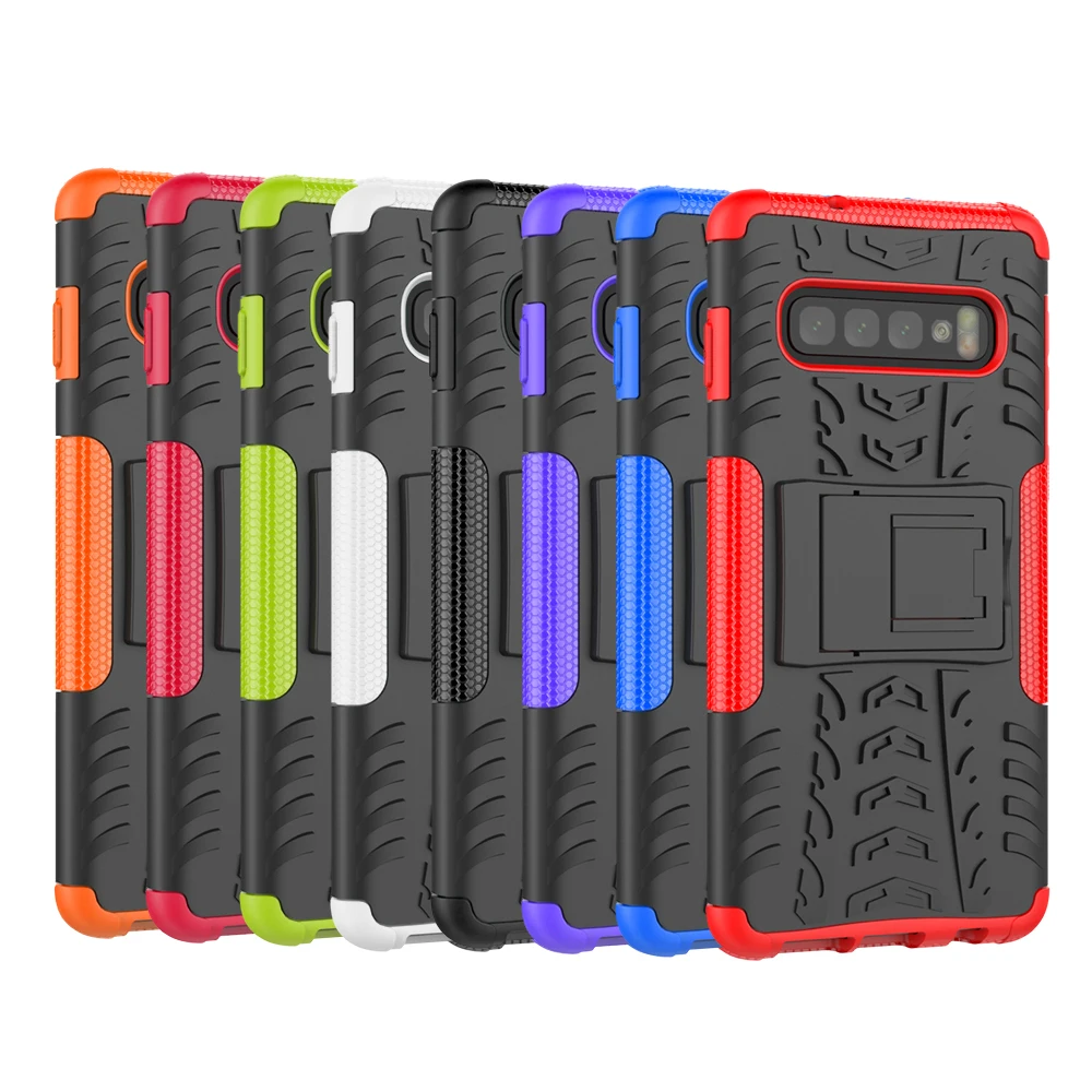 For Samsung Galaxy S10 Plus Lite Shockproof Silicone Armor Phone Case S10E E TPU Back Stand Cover Shell | Мобильные телефоны и