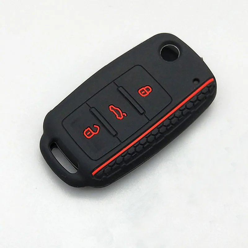black For Volkswagen Bora POLO GOLF Passat Car Key New Silicone Cover Case Shell 3 Button Remote Key protector Car Key Styling - Название цвета: black