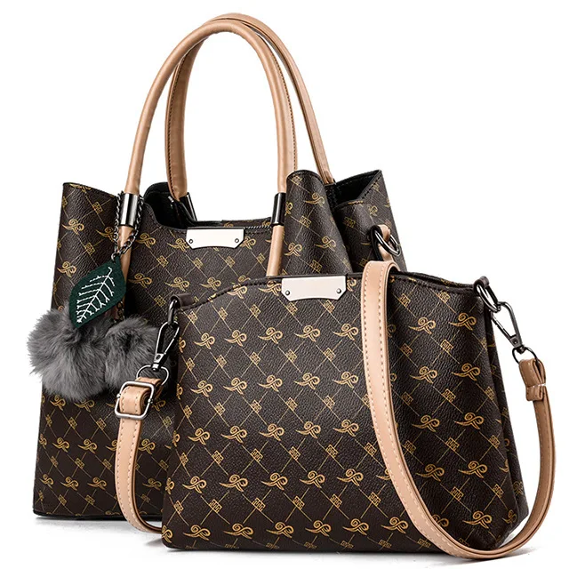 3 Women PU Leather Handbags Set 2 Pcs Handbag Women Ladies Hand Bags Shoulder Bag for Women Messenger Bag Sac a Main - Color: 3