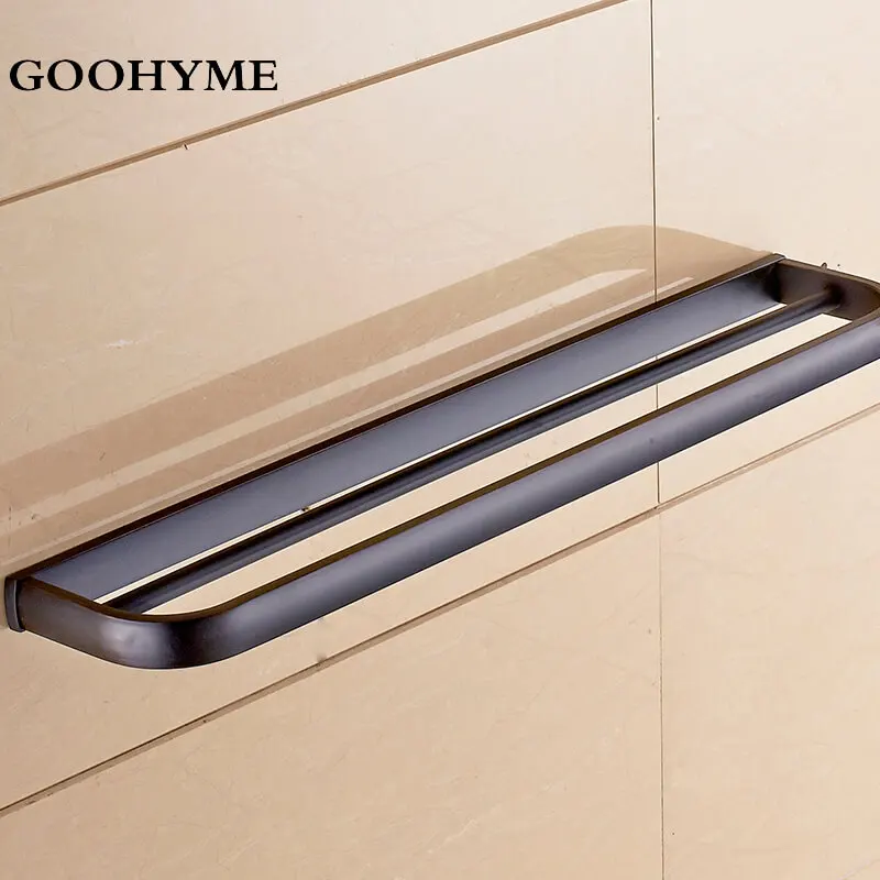 Modern Gold Plating Double Towel Bar Wall Mounted Stainless Steel Hanger Bathroom Accessories Retro Rail Rack BA003 | Обустройство