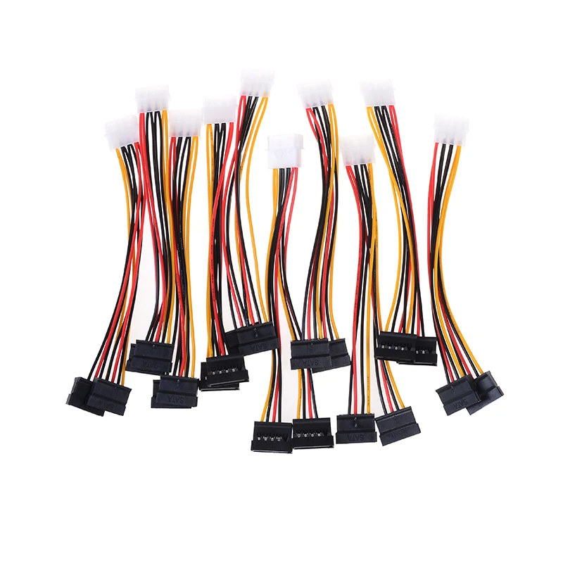 10 шт. компьютерный кабель 4 Pin IDE силовой сплиттер 1 папа на 2 мама ATA / SATA питания Y