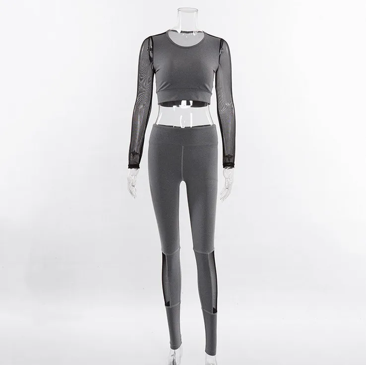 Новые женские комплекты для йоги спортивные костюмы фитнеса рубашки с длинным