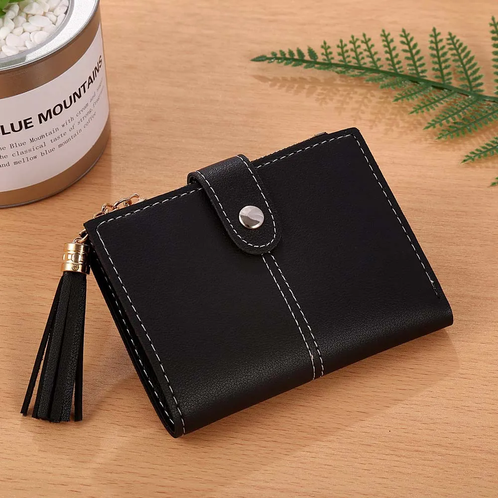 Высококачественный симпатичный женский простой короткий кошелек с кисточкой