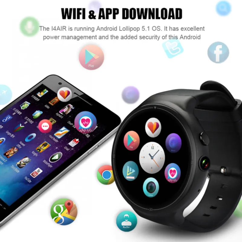 Оригинальный I4 AIR ОС Android 5 1 монитор сердечного ритма Смарт часы телефон 2 г + 16