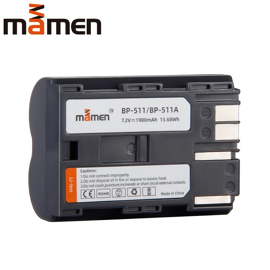 Mamen 1900 мА/ч, BP-511 BP511 BP 511 BP-511A цифровой Батарея для Canon G6 G5 G3 G2 G1 EOS 300D 50D 40D 30D 20D 5D MV300i Камера