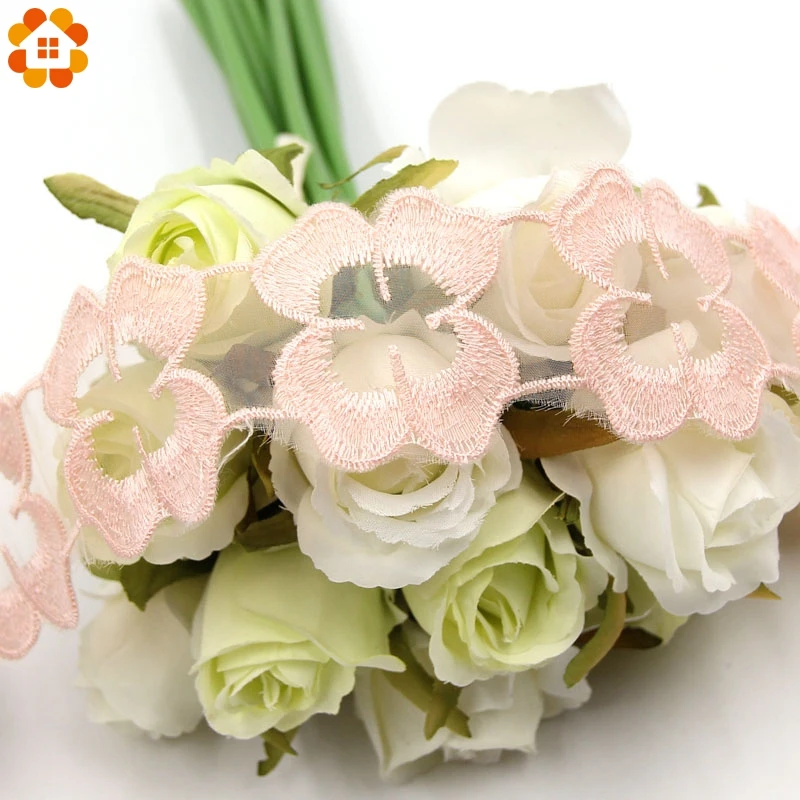 Новинка 2 м/лот 5 см ширина цветок ручная работа пэчворк хлопок и органза материал