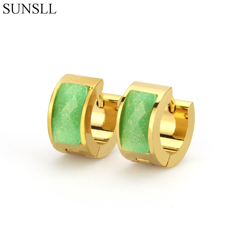 Женские серьги кольца из нержавеющей стали с фианитом|fashion hoop earrings|hoop earringsmulticolor