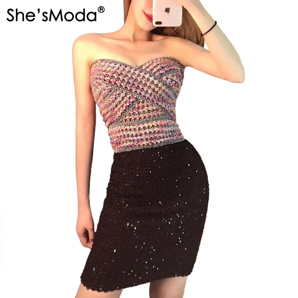 Новинка 2019 Женский трикотажный топ She'sModa с разными цветами из спандекса майка
