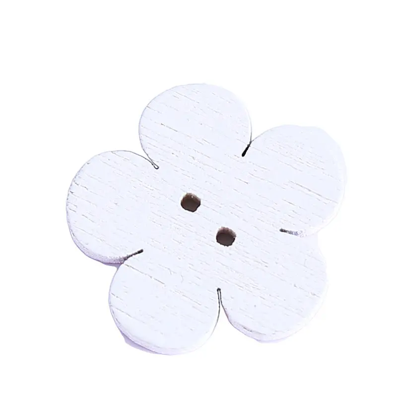 100Pcs Popular Flower Shaped Buttons Home Decoration Crafts Wooden Scrapbooking 2 Holes Mixed Wood Sewing | Дом и сад