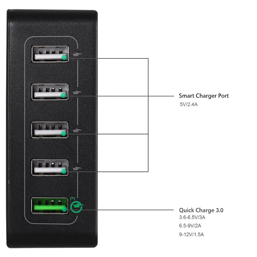 TUTUO Quick Charge 3 0 мобильный телефон зарядное устройство с 5 портами быстрая зарядка USB