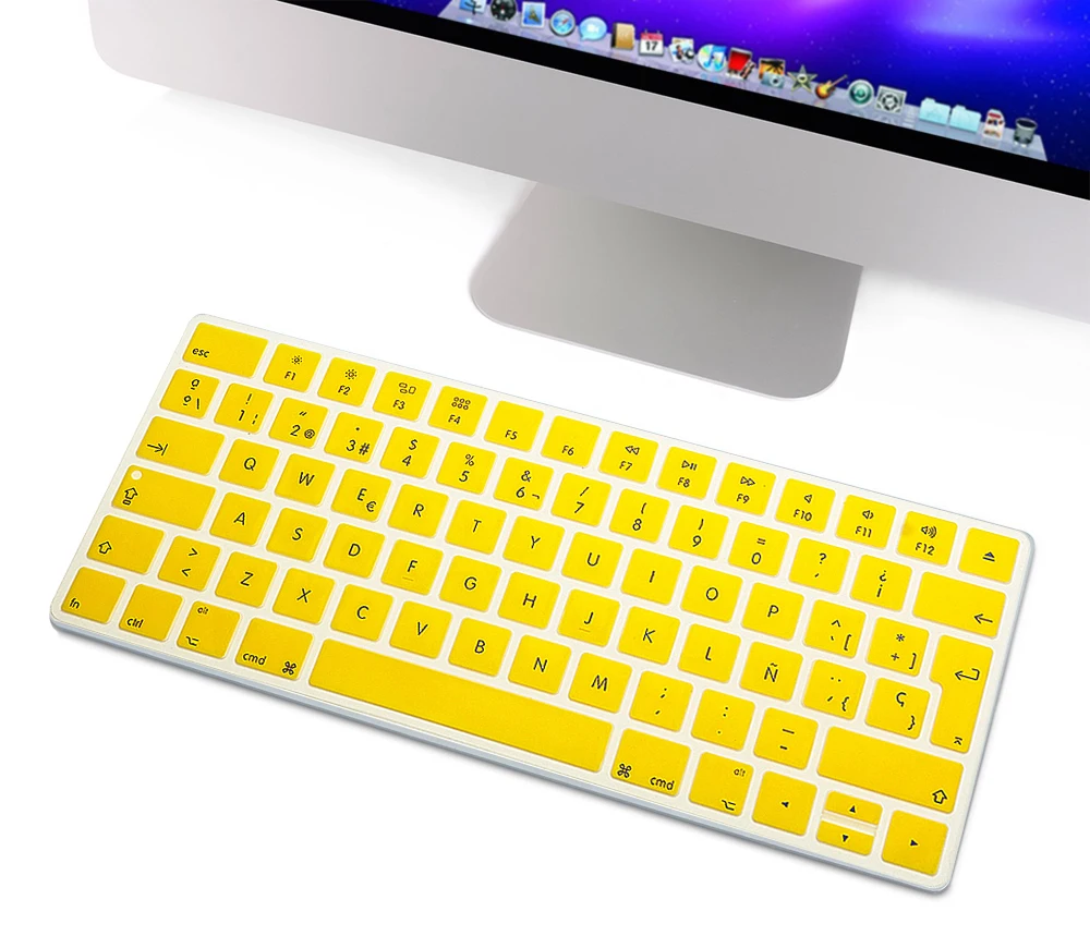 Yellow HRH Slim ESP испанская клавиатура крышка силиконовая кожа для Apple Magic Беспроводная Bluetooth клавиатура MLA22LL/A(A1644, выпущена - Цвет: Yellow