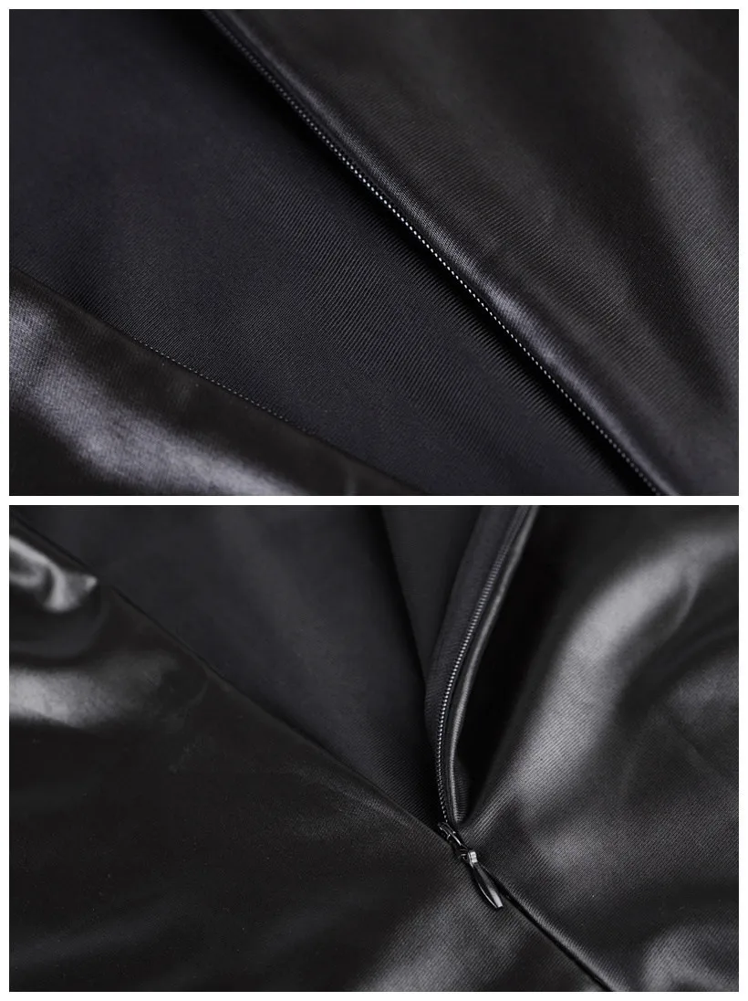 Женское осеннее сексуальное платье из искусственной кожи облегающее с длинным