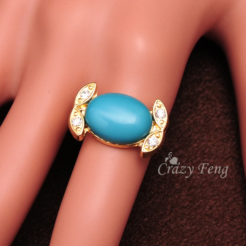 Новое поступление ювелирные изделия из цинкового сплава синие камни кристалл