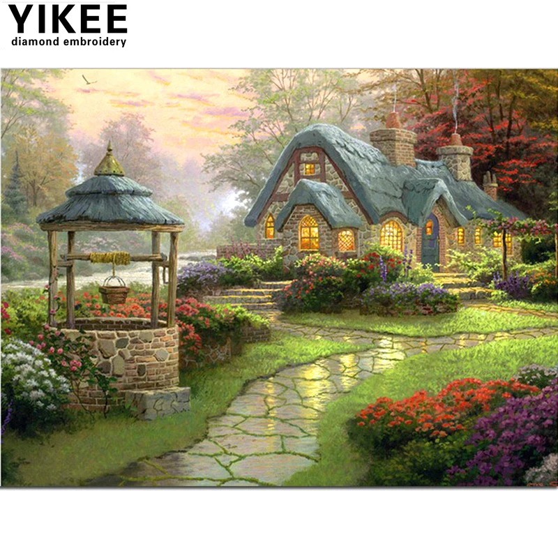 

H343 diy diamond painting landscape,full square,diamond embroidery Cross Stitch,diy,diamond embroidery forest cottage