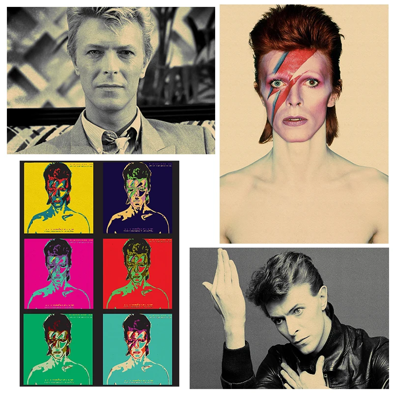 Винтажный ретро постер David Bowie в стиле рок группы музыки гитары матовая крафт