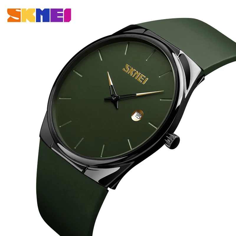 

SKMEI Quartz Watch Men Lady Fashion Mens Women Wristwatches Waterproof PU Small Dial Watches Army Green relogio masc 1509
