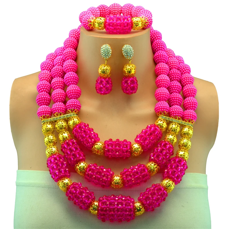 New Year Gift~Beads Choker Classic Orange Red Blue Roses Nigerian African Beads Jewelry Set Wedding Party Queen Sets | Украшения и