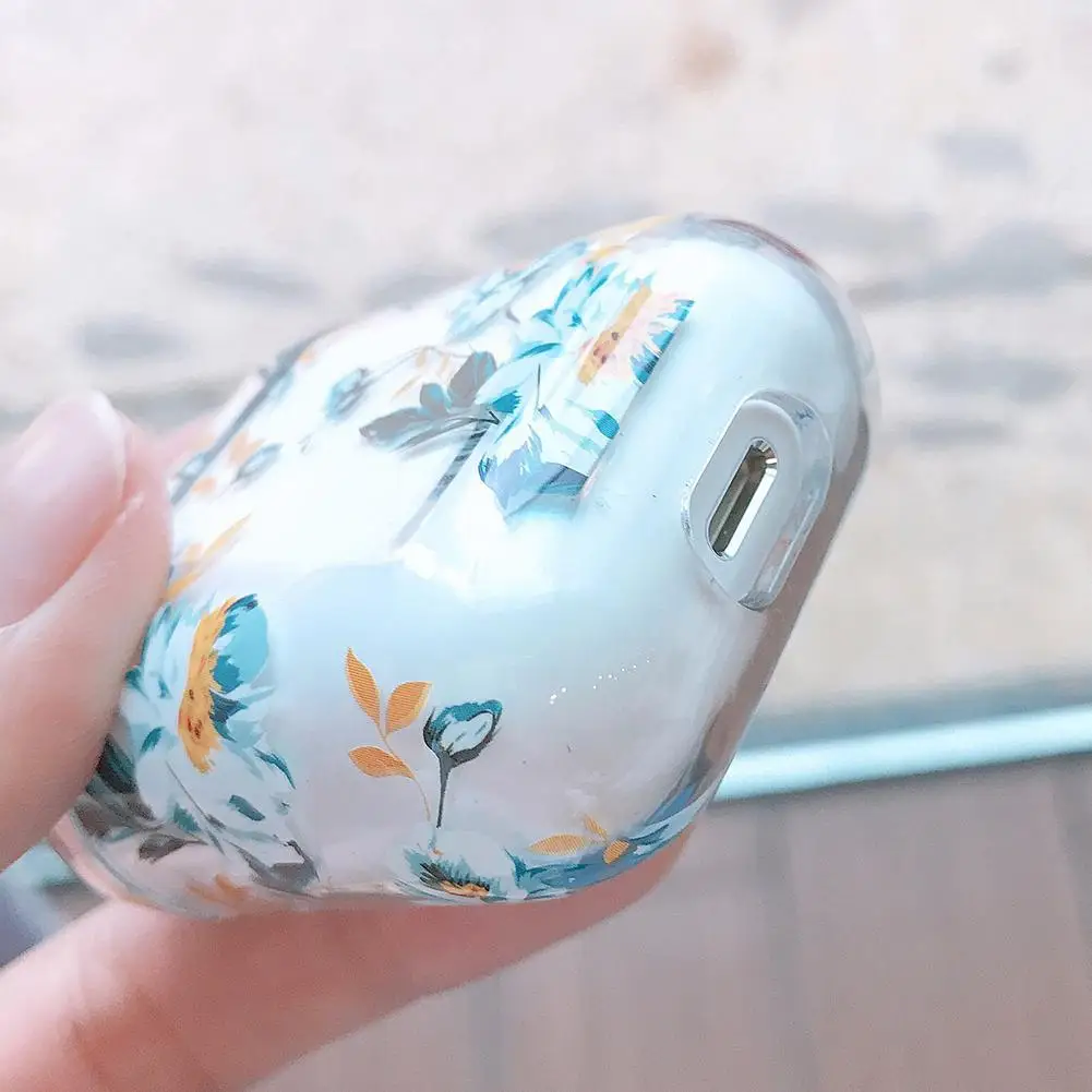 Защитный чехол для Airpods прозрачный лимон клубника с узором беспроводные Bluetooth
