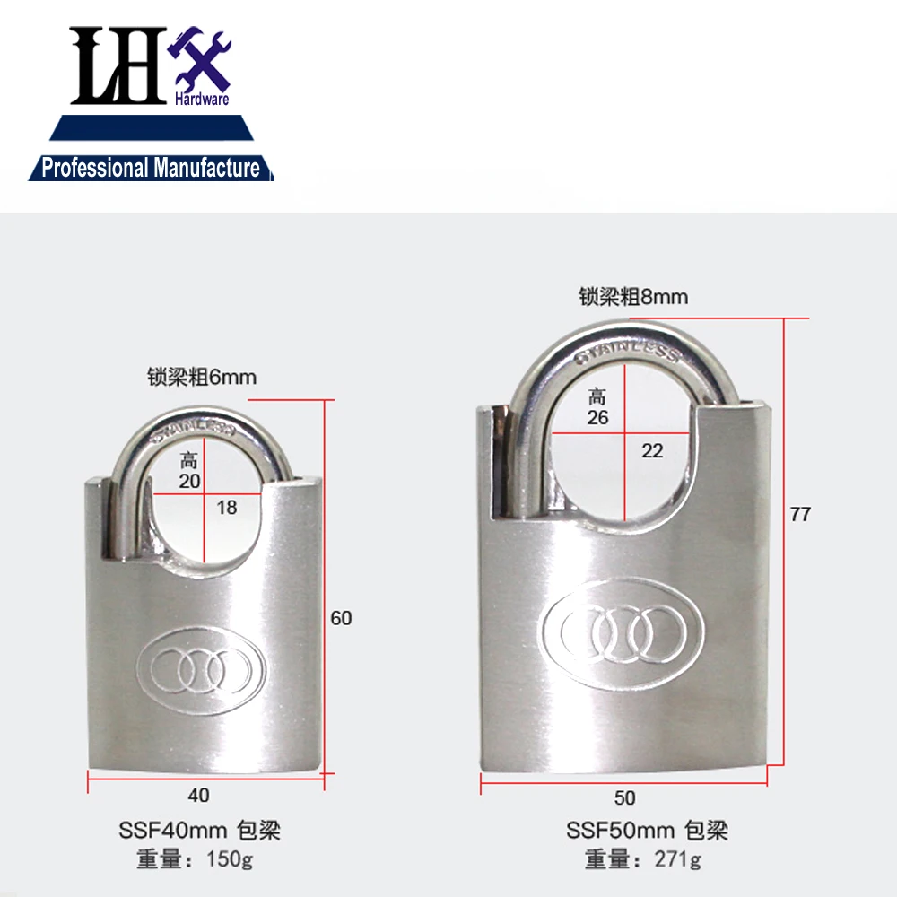 

MMS426 2 Size 304 Stainless Steel Waterproof Padlock for Outdoor Cabinet Gate Door Equipment DIY Hardware