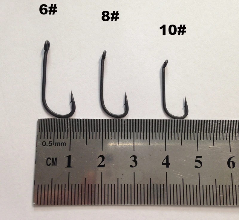 50PCS Dark Grey Coated Long Shank T Carp Hooks Micro Barbed Chemically Sharpened for Fishings | Спорт и развлечения