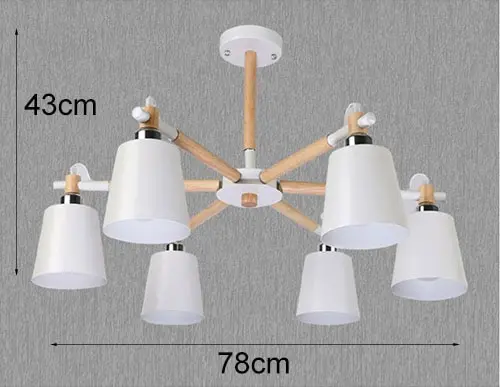 White 6 lights Скандинавский минималистичный металлический и деревянный кронштейн люстра E27 цветные люстры для кухни гостиной спальни кабинета - Body Color: White 6 lights