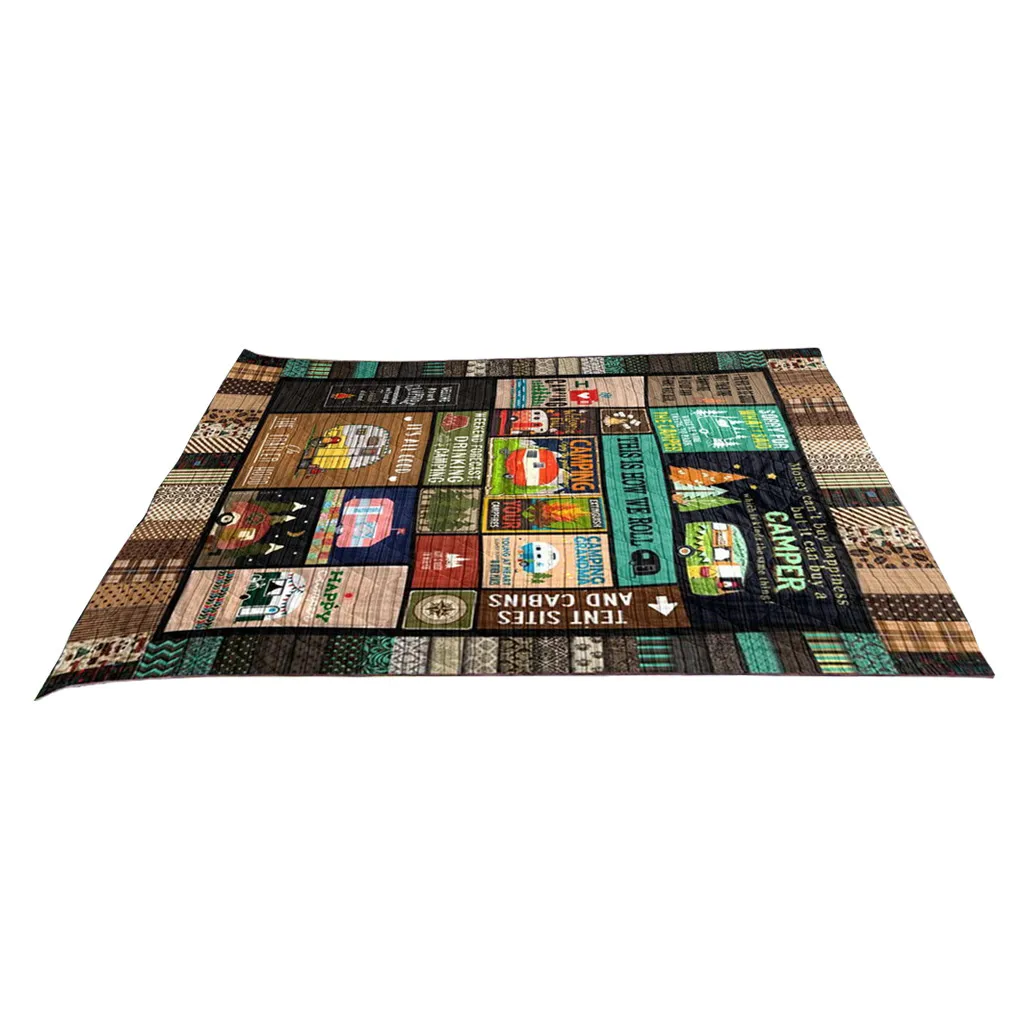 Ouneed 1PCS Printed Camping Blanket 96cmx114cm Comfort Flannel Multicolor Picnic Soft And Cute May7 | Дом и сад