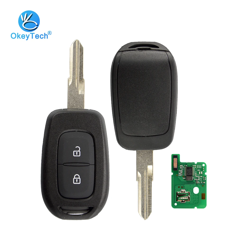 

OkeyTech Car Remote Key for Renault Clio Sandero Dacia Logan Megane Duster 2 Button 433Mhz 4A PCF7961M Chip Uncut VAC102 Blade