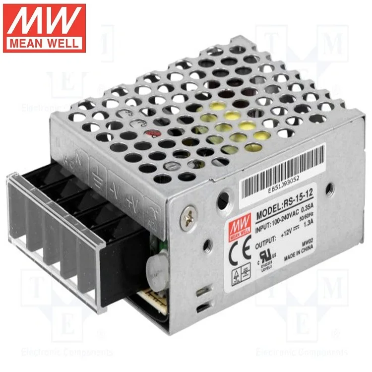 RS 15 Вт Meanwell 15В 1А источник питания|meanwell 15v|meanwell power supplypower supply |
