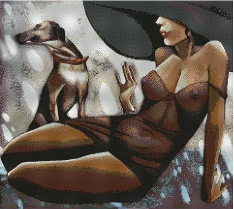 

Needlework 14CT 16CT 18CT Cross Stitch, DIY Count Cross Stitch, Embroidery Set, Sexy beauty and dog