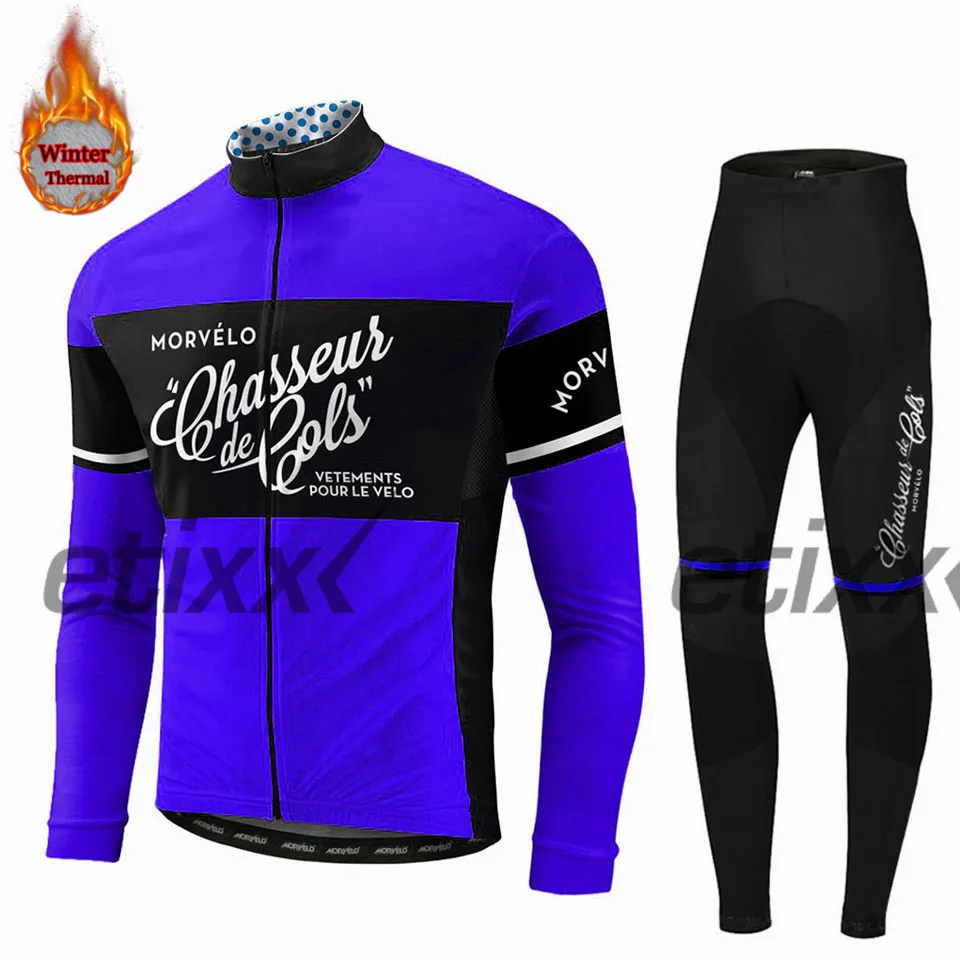 9 Morvelo теплая зимняя флисовая велосипедная футболка, длинный комплект, спортивная одежда для велосипеда, одежда, рубашка, ropa ciclismo - Цвет: 9