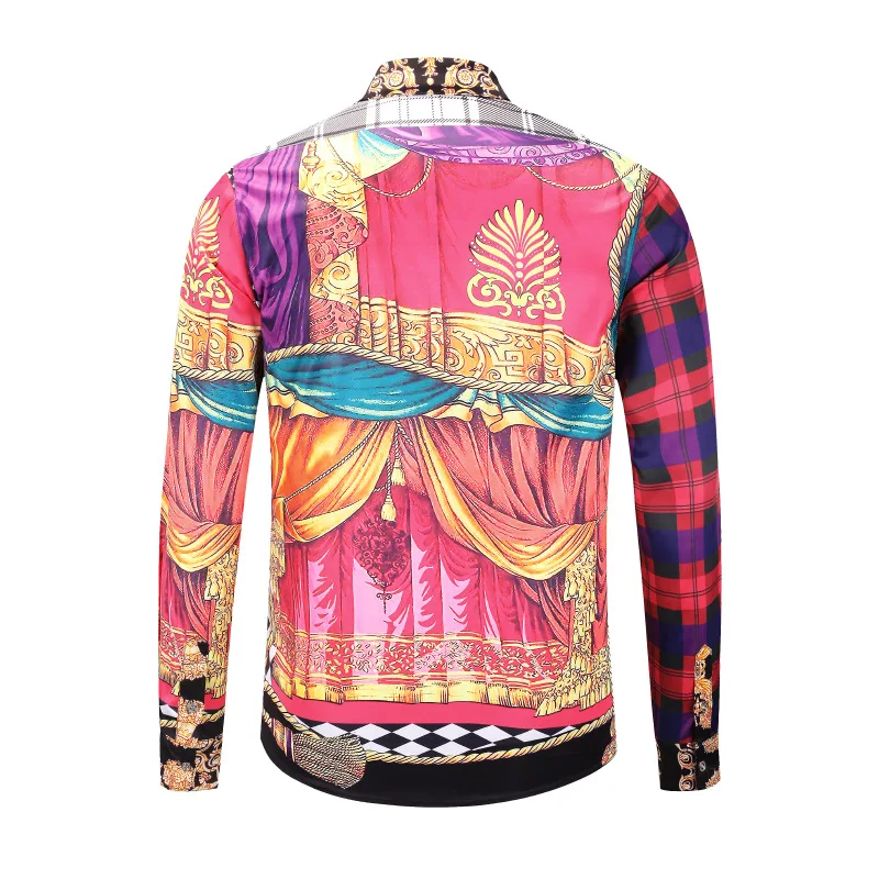 XIMIWUA 2019 New Arrival Fashion Luxury Men Shirts Long Sleeve 3d Print Patchwork Color Hawaiian Shirt Camisas Para Hombre | Мужская