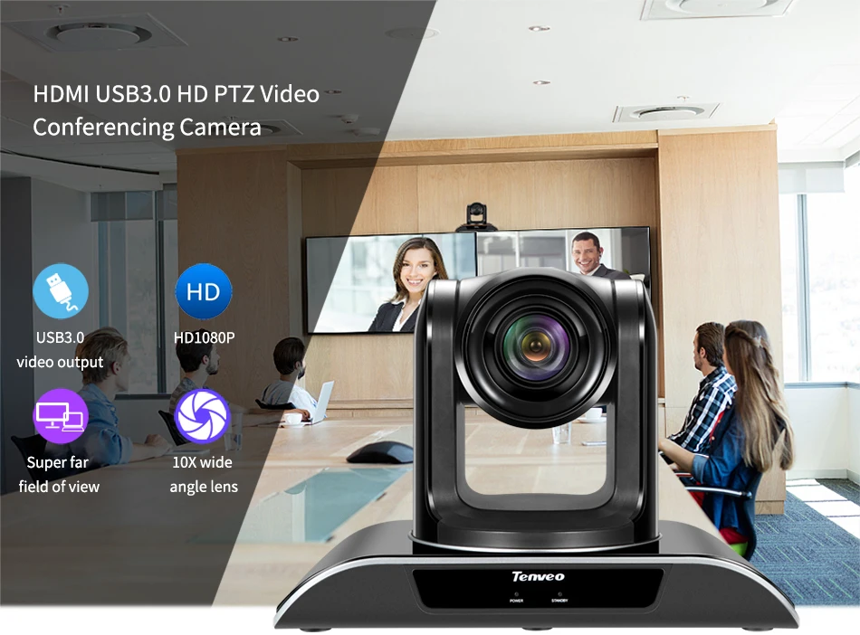 Tenveo VHD103U USB PTZ HDM1 камера HD 1080p умная видеокамера с 10-кратным оптическим зумом HDMI SDI