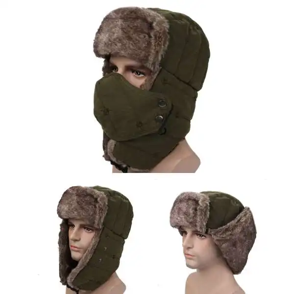 Army green Новая зимняя Балаклава Шапка-бини Женская для женщин мужская шапка-маска защищающие от ветра толстые теплые зимние лыжные шапки закрывающая уши шапка - Цвет: Army green
