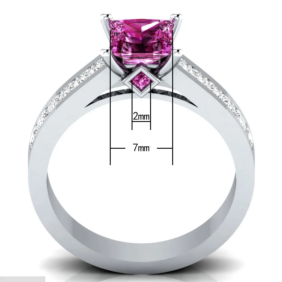 

HUITAN Exquisitely Engagement Rings For Women Inlaid Red Square Cubic Zirconia Romantic Wedding Rings Anniversary Jewelry Gift