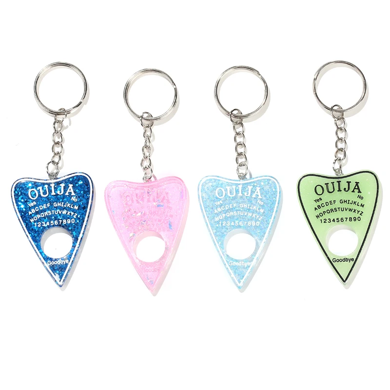 

1PC Ouija planchette glitter resin charm keychain Ouija keyring Ouija board keyring handbag charms for woman