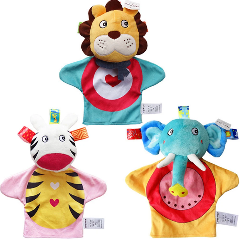 

Baby Toys Towel Parent-child Interaction Dolls Baby Hand and Puppet Newborn Plush Comfort Baby Sleep Animal Elephant Lion Zebra