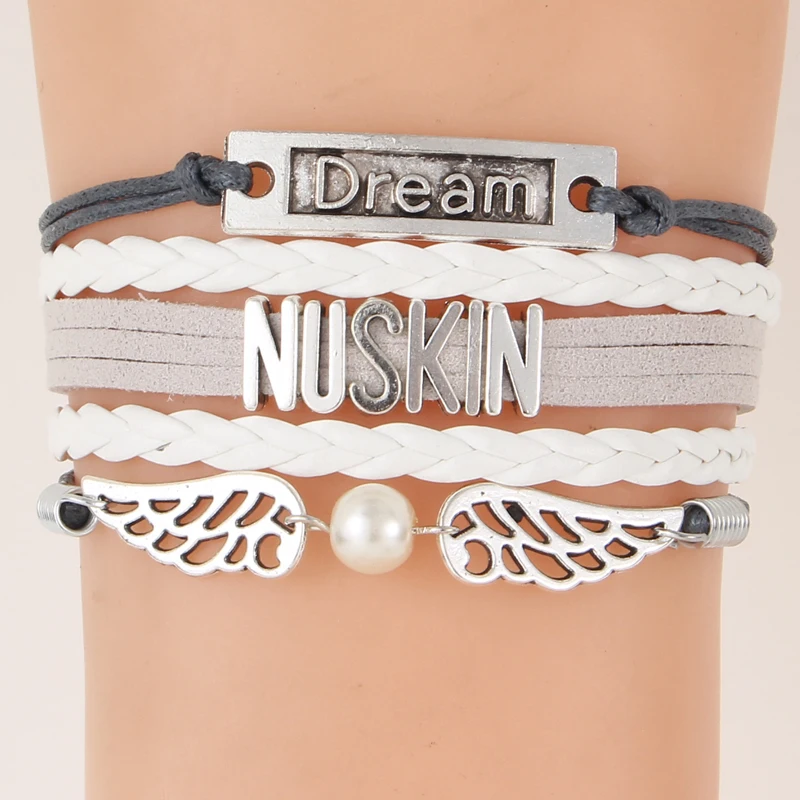 Браслет Infinity love nuskin плетеный серый белый кожаный браслет подвеска крыло снов