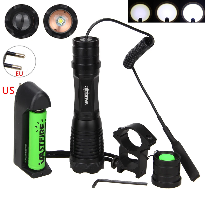 Тактический масштабируемый светодиодный охотничий фонарик XML T6 1000 лм фонарь с 7