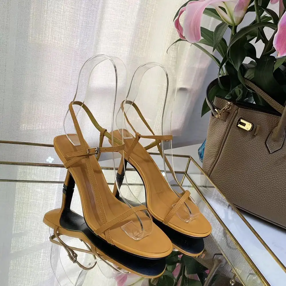 2019 г. весенне-летние модные женские босоножки из натуральной кожи на высоком