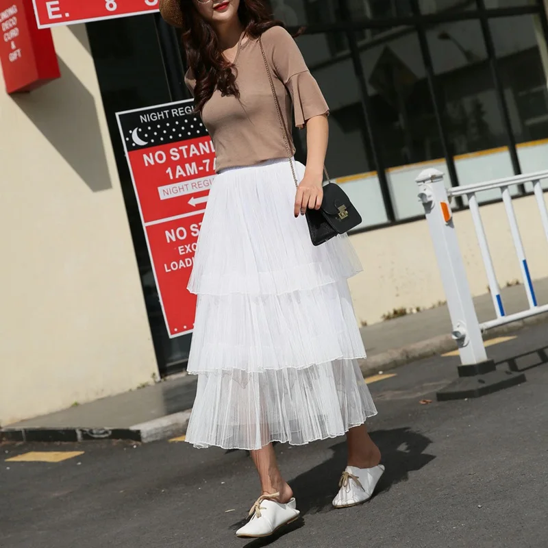 Длинные женские плиссированные юбки корейские модные летние осенние Harajuku