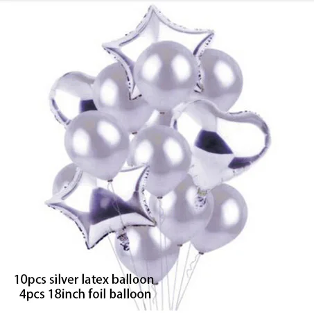 14pcs mix silver 16 дюймов розовое золото серебро Oh Детские воздушные шары с буквой баннер для крещение новорожденного пол раскрыть вечерние украшения - Цвет: 14pcs mix silver