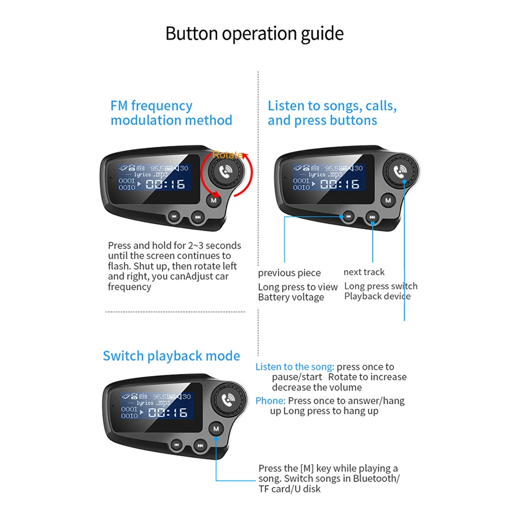Fm-передатчик беспроводной Bluetooth FM модулятор громкой связи автомобильный комплект Автомобильный MP3 аудио плеер USB Автомобильное зарядное устройство с ЖК-дисплеем
