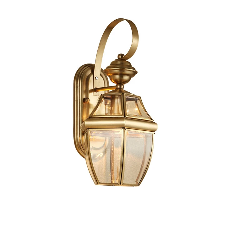 Europe Copper outdoor Wall lamp balcony aisle corridor staircase wall lamp retro LED waterproof glass garden lights