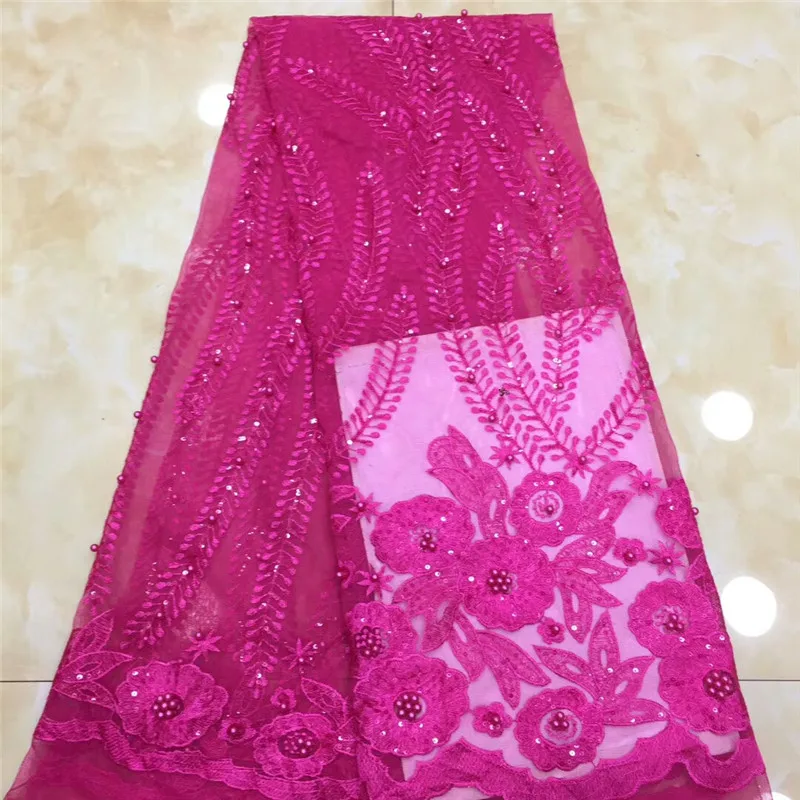 

African Lace Fabric 2019 High Quality Nigerian French Guipure Cord Lace fabric With Stone Beads For Wedding dress x15-45