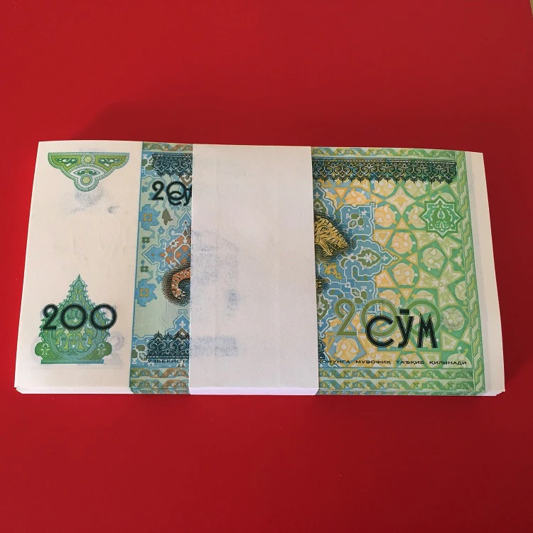 Uzbekistan 200 Sum Som комплект 100 шт банкнот 1997 P 80 1 UNC лот пакет оригинальный
