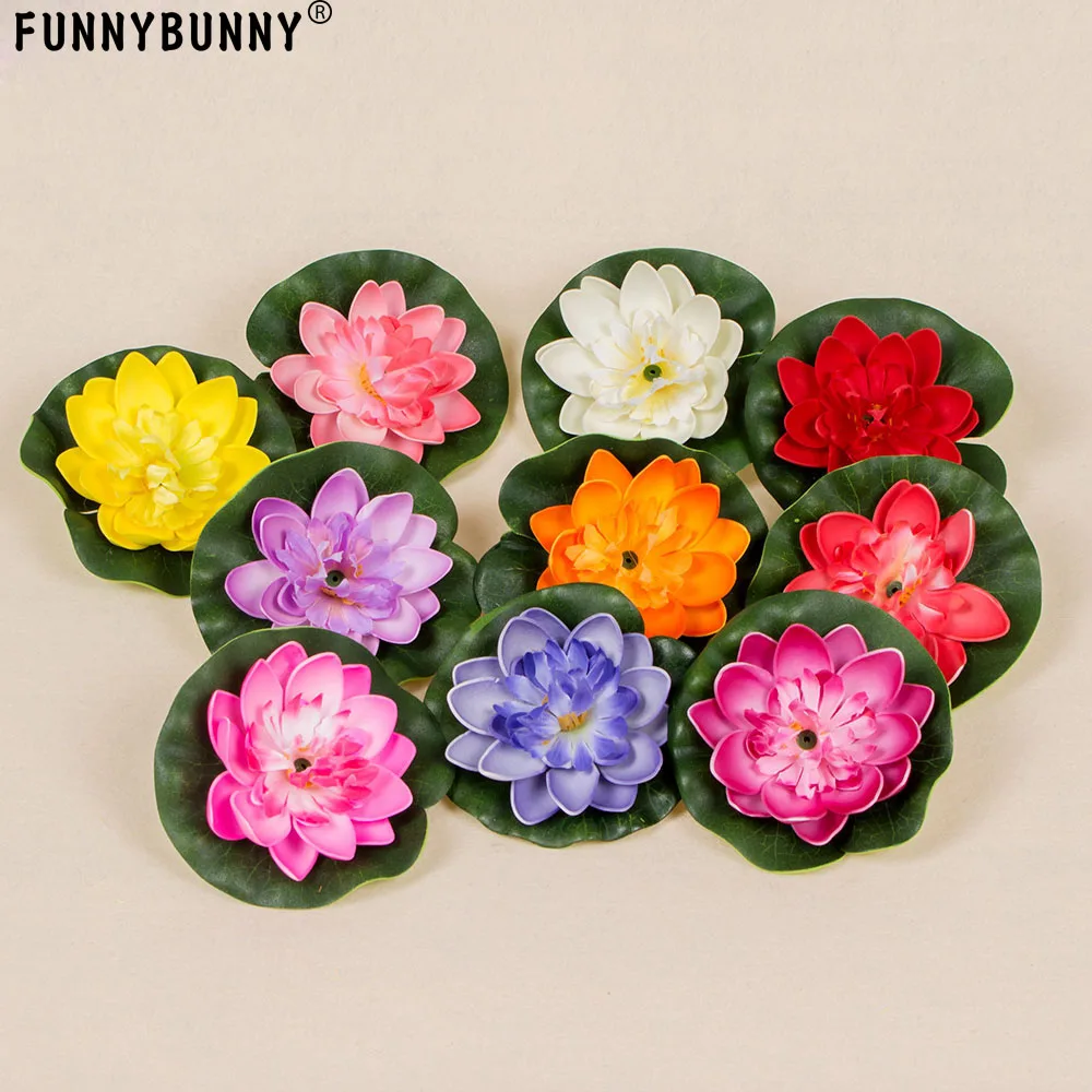 FUNNYBUNNY 10 см искусственные розовые фиолетовые оранжевые Малиновые плавающие цветы