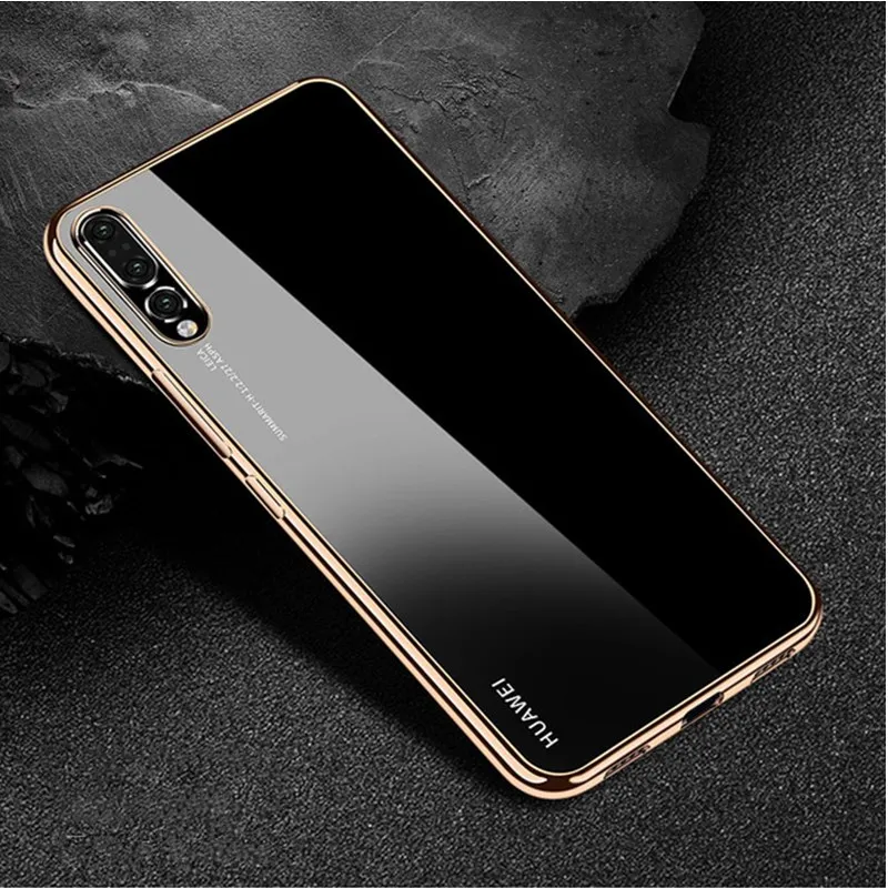 Роскошный Глянцевый позолоченный прозрачный чехол из ТПУ для Huawei P20 Lite P30 Pro