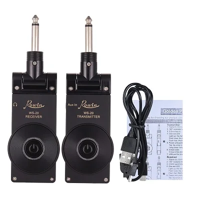 black Rowin WS-20 2,4G беспроводной Перезаряжаемый Электрический гитарный приемник-передатчик 30 метров дальность передачи - Цвет: black