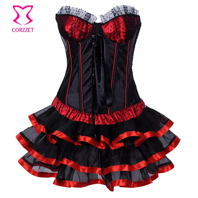 Атласное платье-корсет в горошек с юбкой-пачкой | Женская одежда